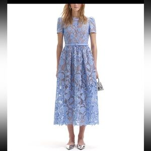 NWT Self-Portrait Light Blue Lace Midi Dress